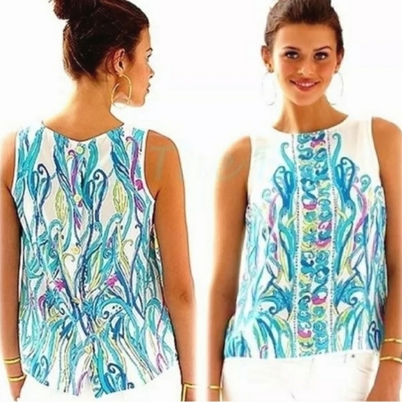 Lilly Pulitzer Iona Sleeveless Silk Shell top Size XS - Picture 1 of 10